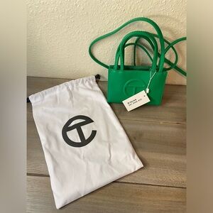 Brand New Green Telfar bag, Small bag, New with Tags, Mini bag with long straps